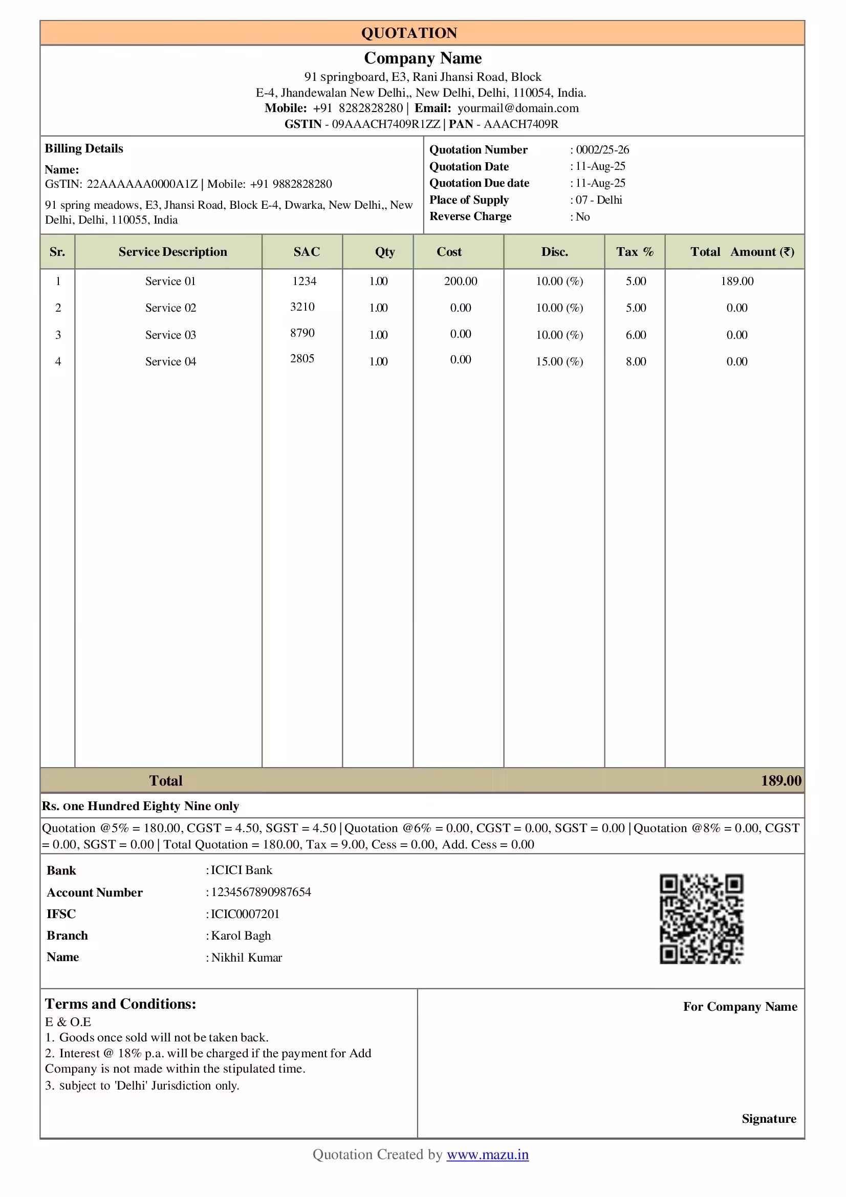 Freelancer Quotation Template