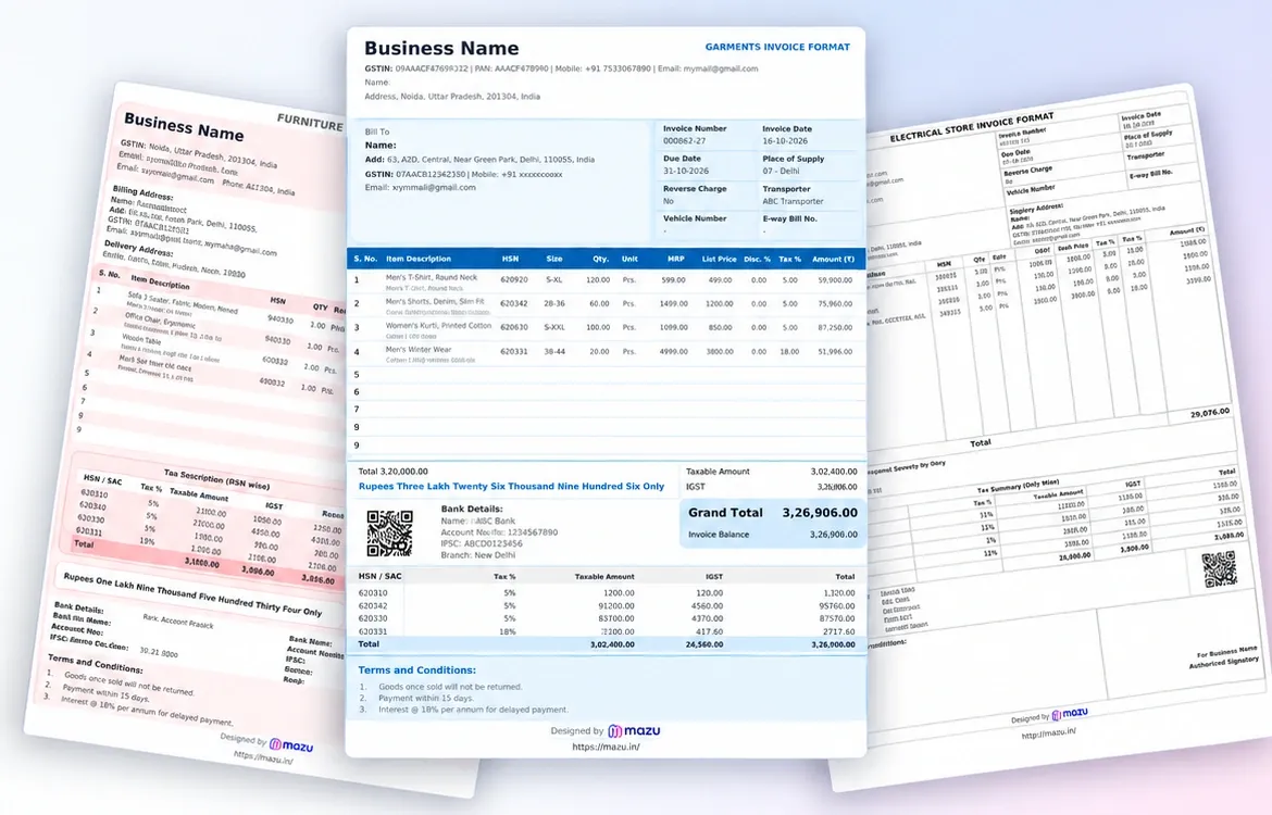gst invoice format in word, excel, pdf