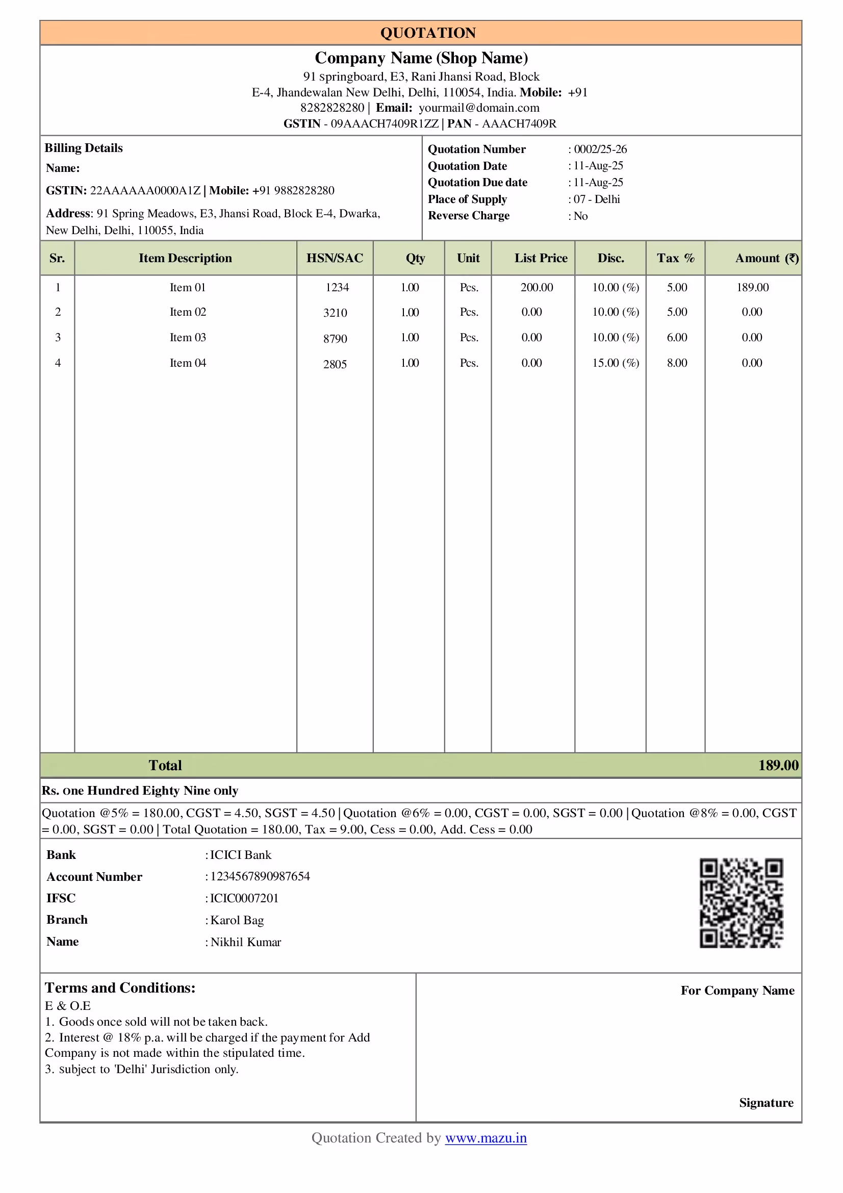Quotation Template in Word, Excel & PDF
