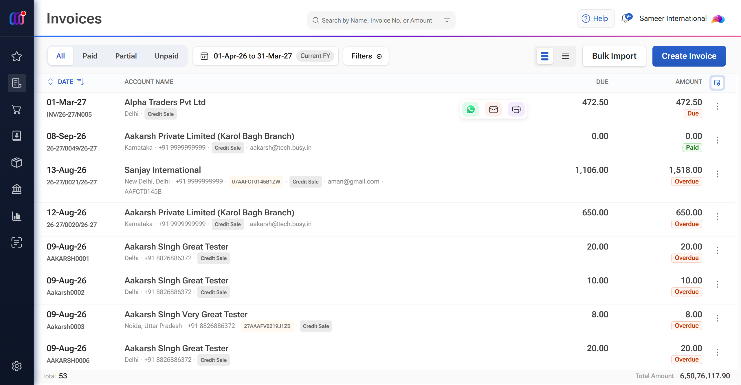 mazu create invoice screen