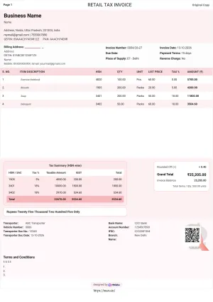 gst invoice format for retail		