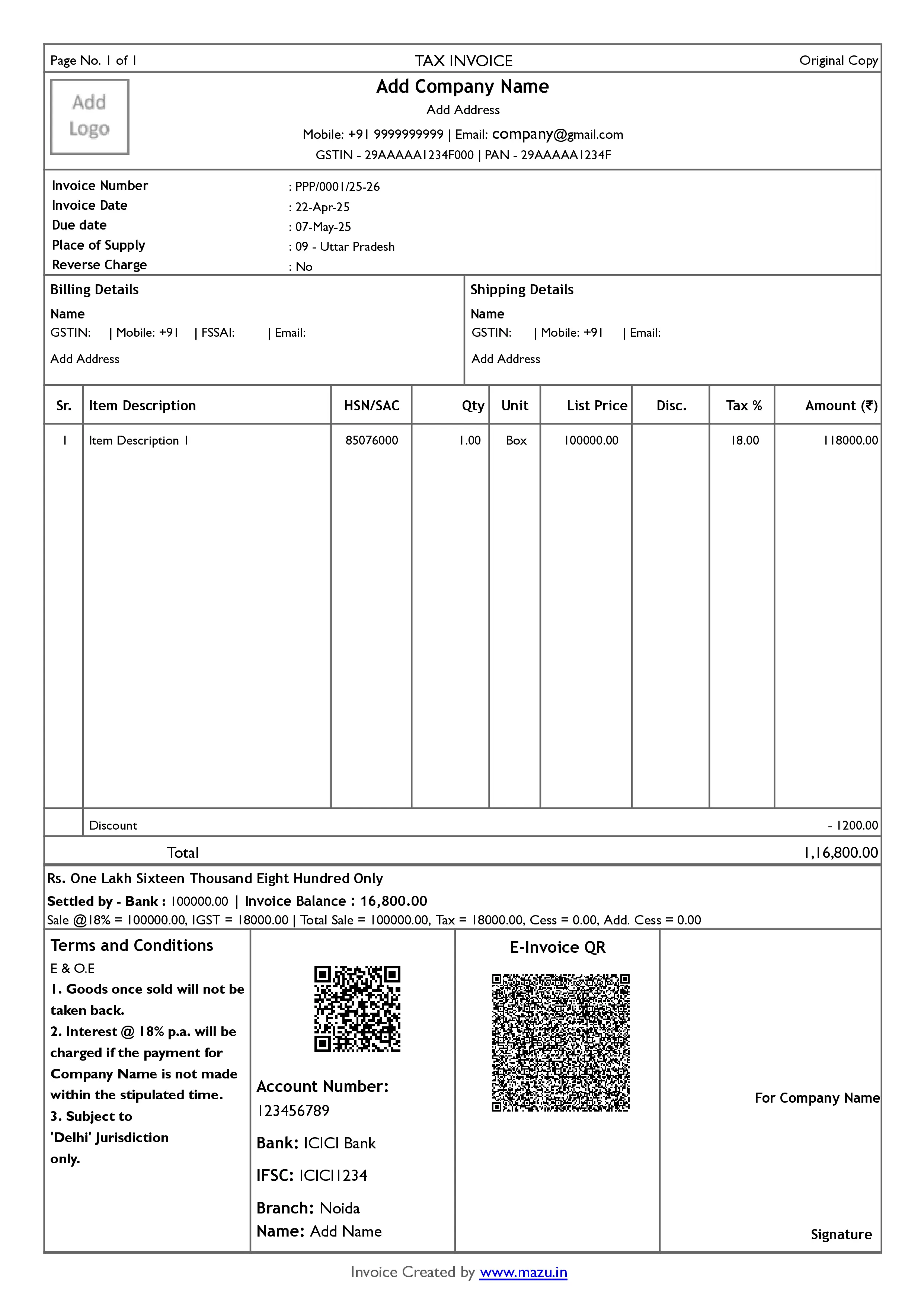 Bakery bill format download word, excel, pdf