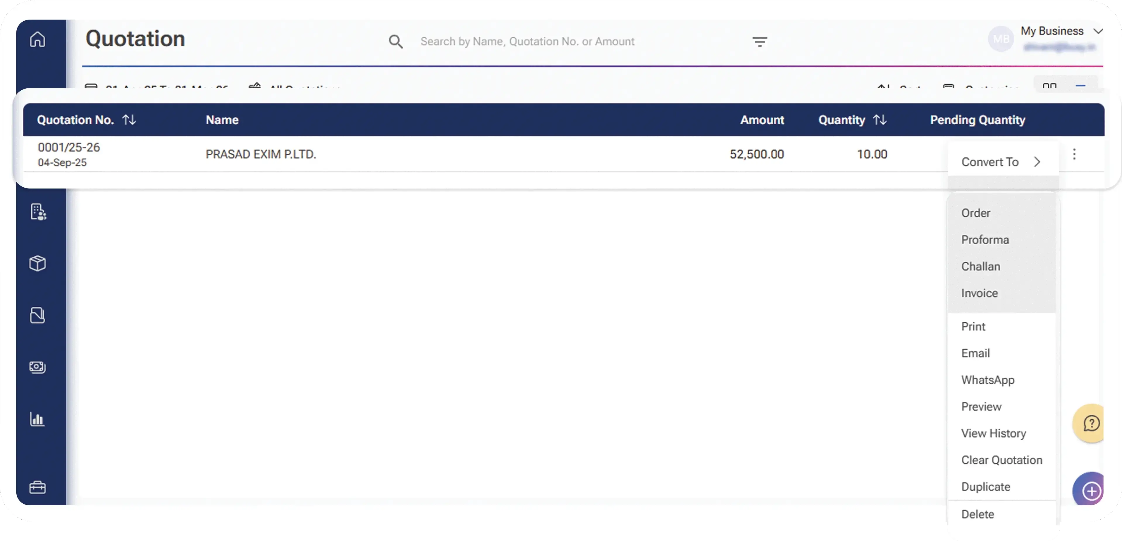 generate quotation & convert to invoice or sales ordern
