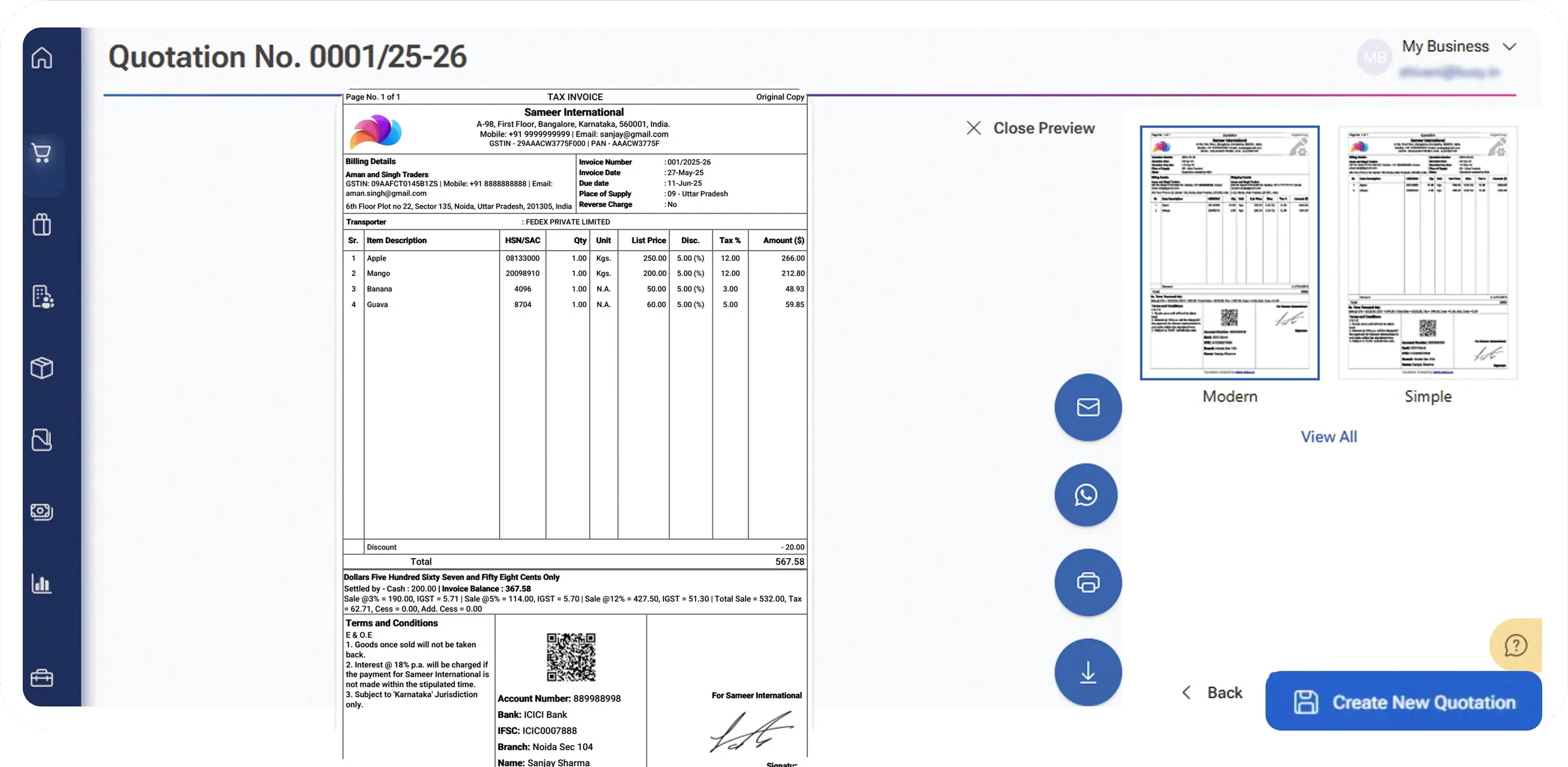 create quotation with custom fields, attachments & logo