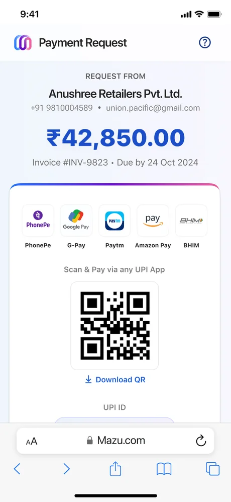 Collect payment on UPI